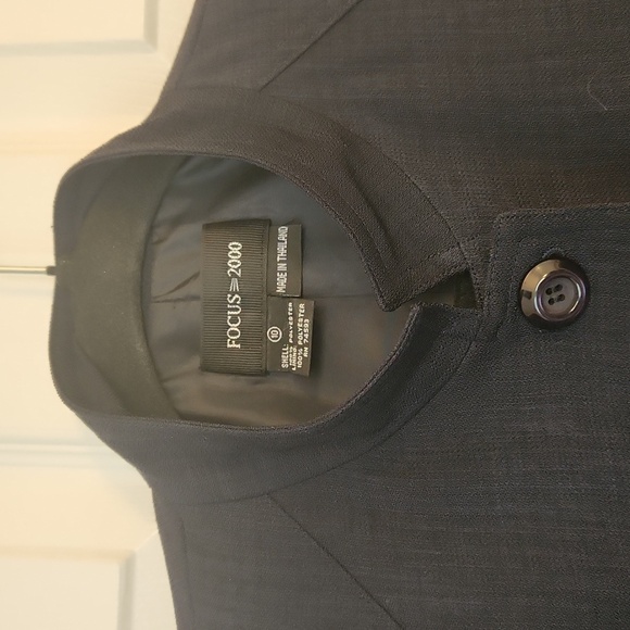 Focus 2000 Women's Vintage Black ButtonFront Mandarin Collar BlazerJacket Size10 - Picture 3 of 16